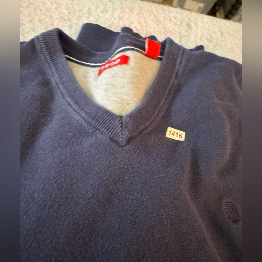 Izod Men's Vintage V-Neck Sweater Classic Knit Blue 2XL - Picture 4 of 5